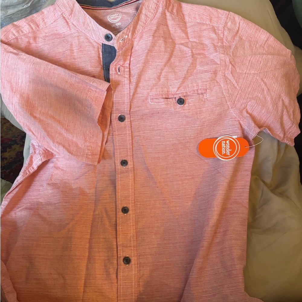 Wonder Nation Orange Casual Button Down Shirt